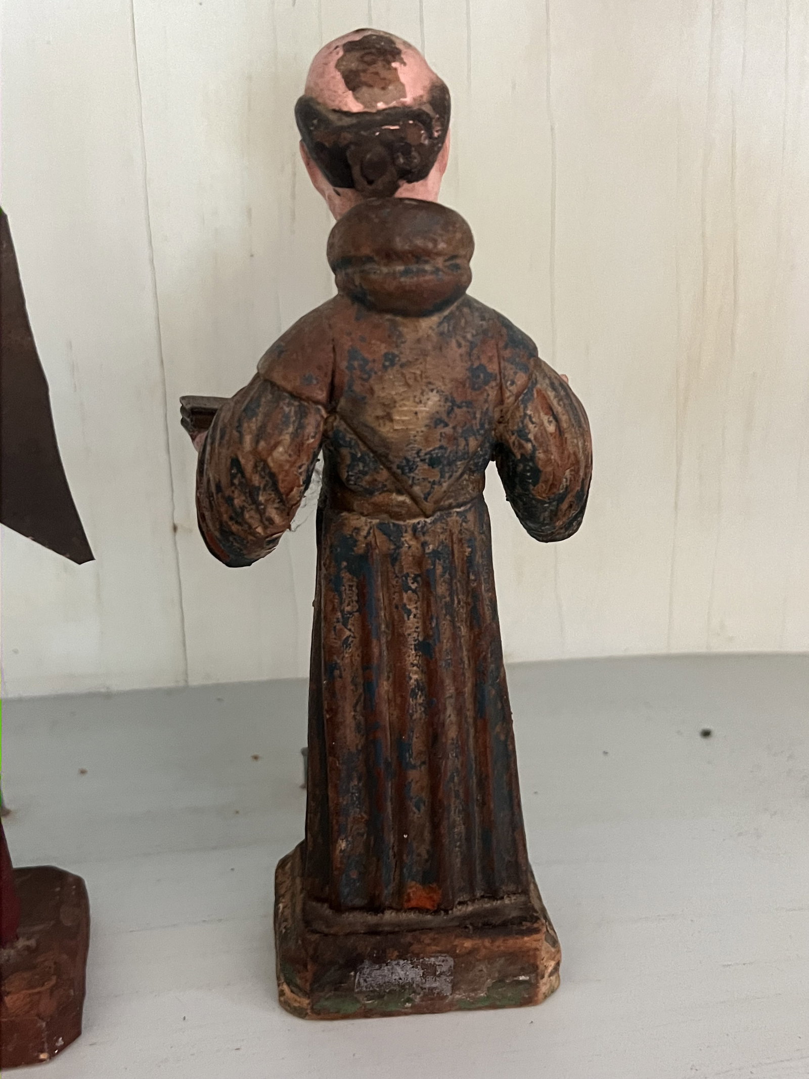 (2) Antique Spanish Colonial Carved Wooden Saint Santo - 6