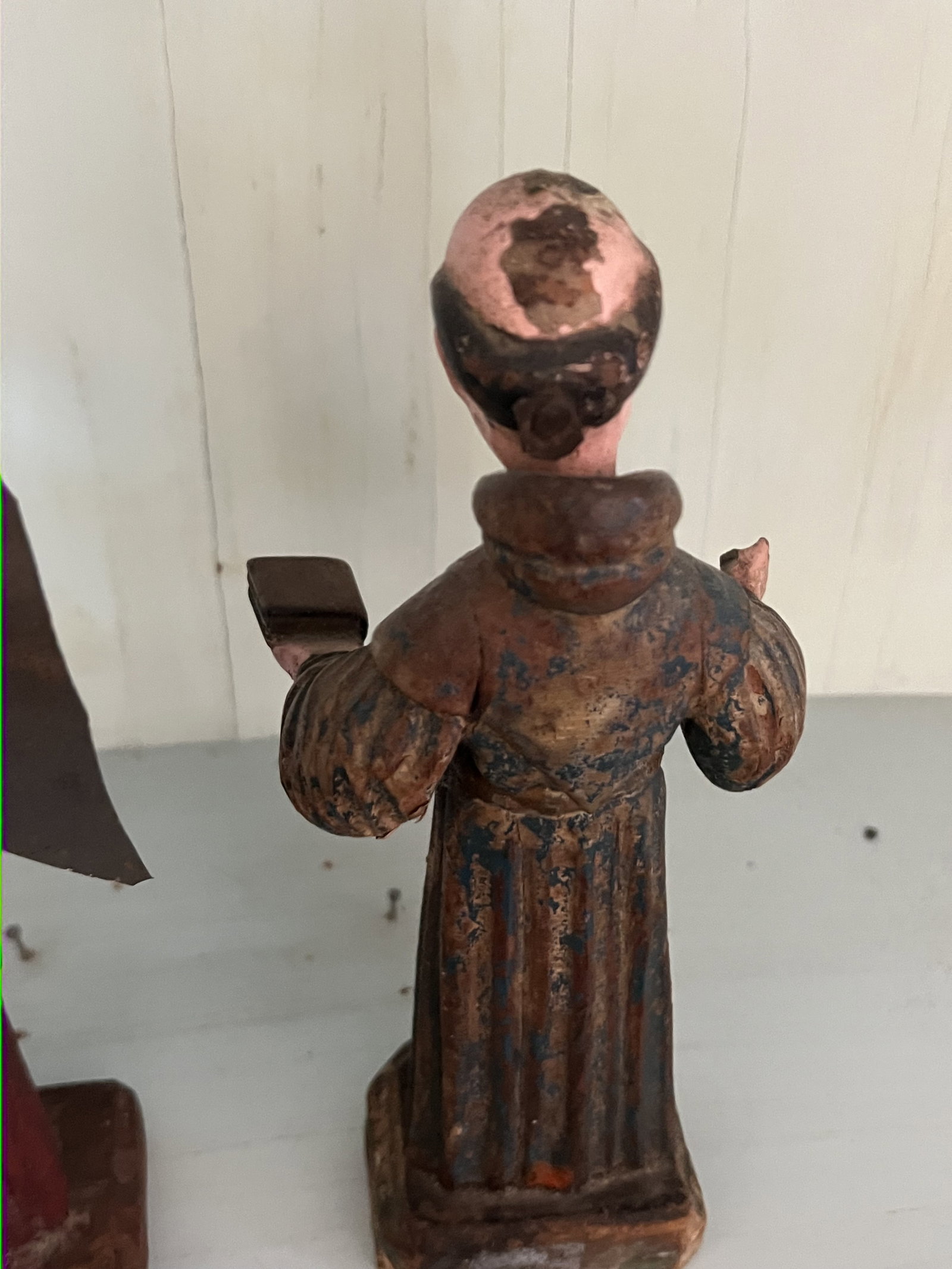 (2) Antique Spanish Colonial Carved Wooden Saint Santo - 7