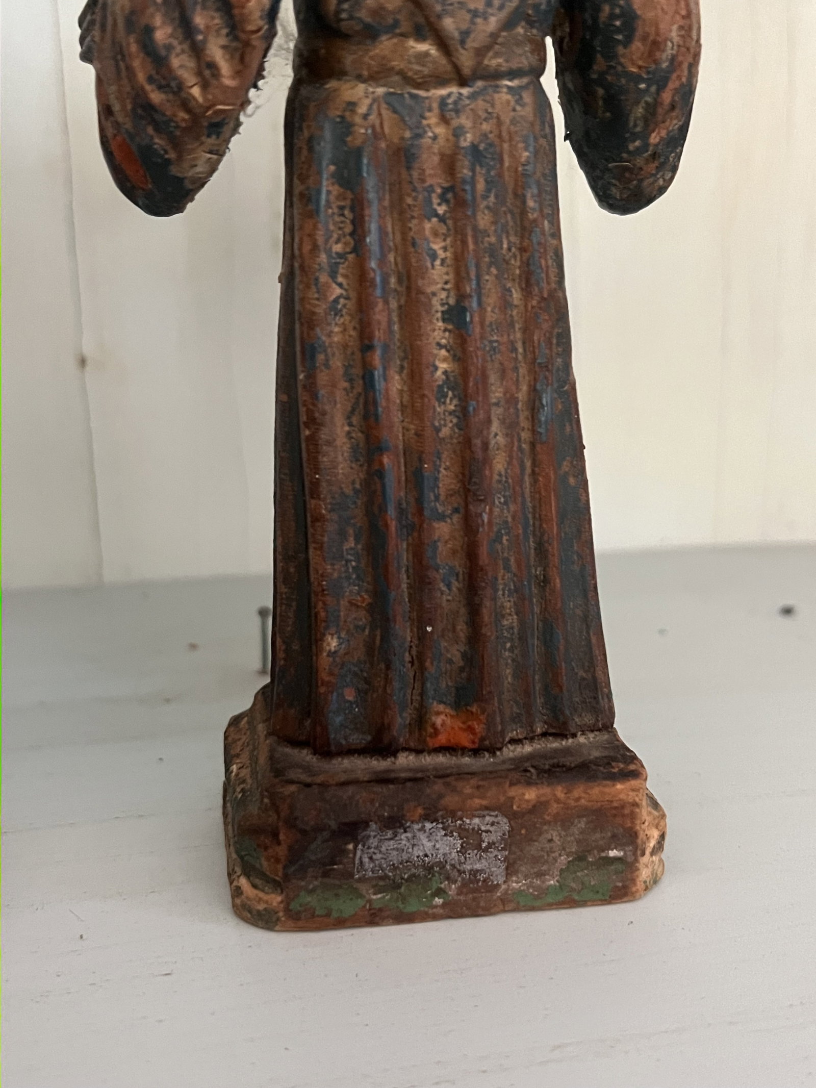(2) Antique Spanish Colonial Carved Wooden Saint Santo - 8