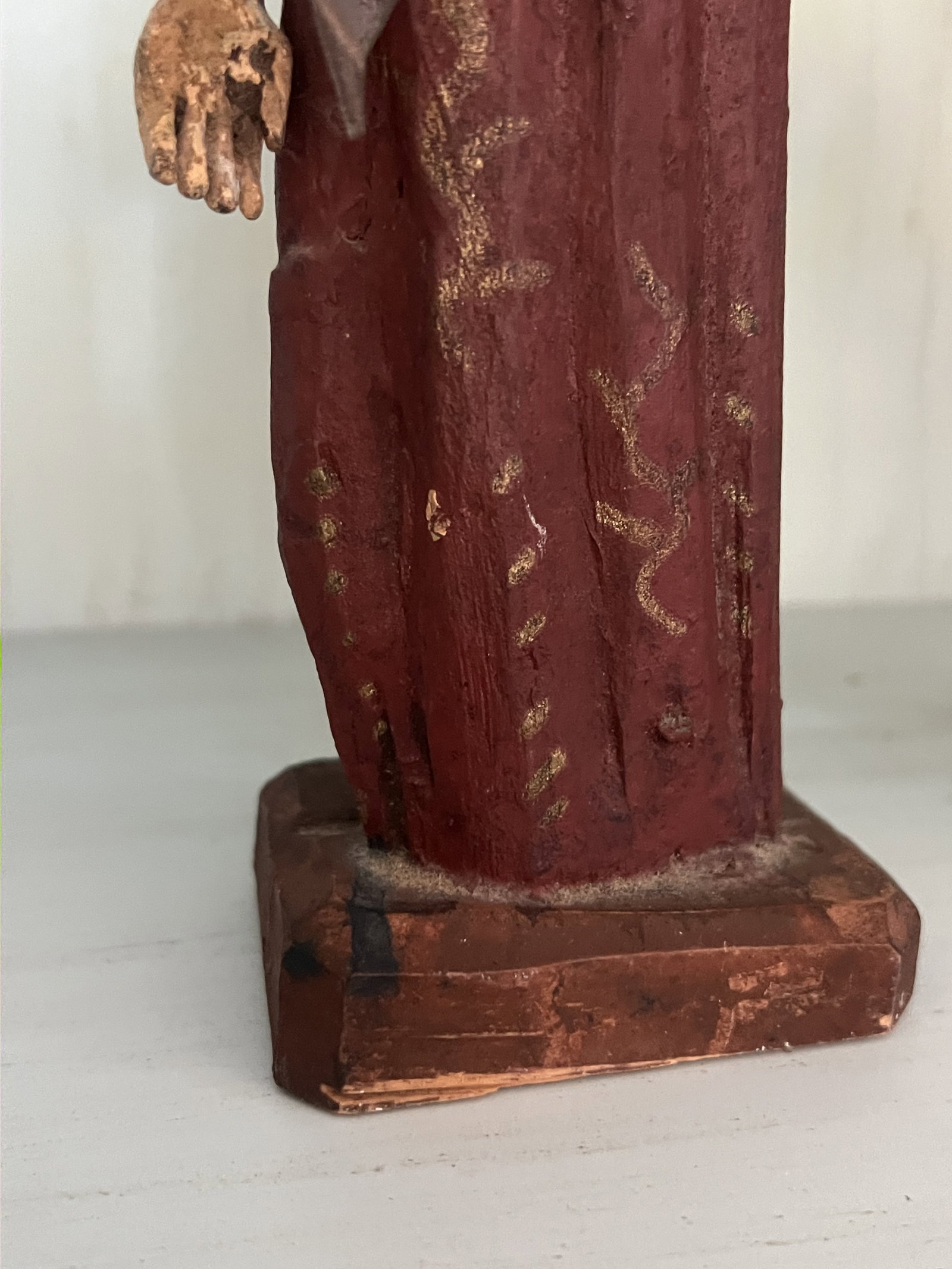 (2) Antique Spanish Colonial Carved Wooden Saint Santo - 9