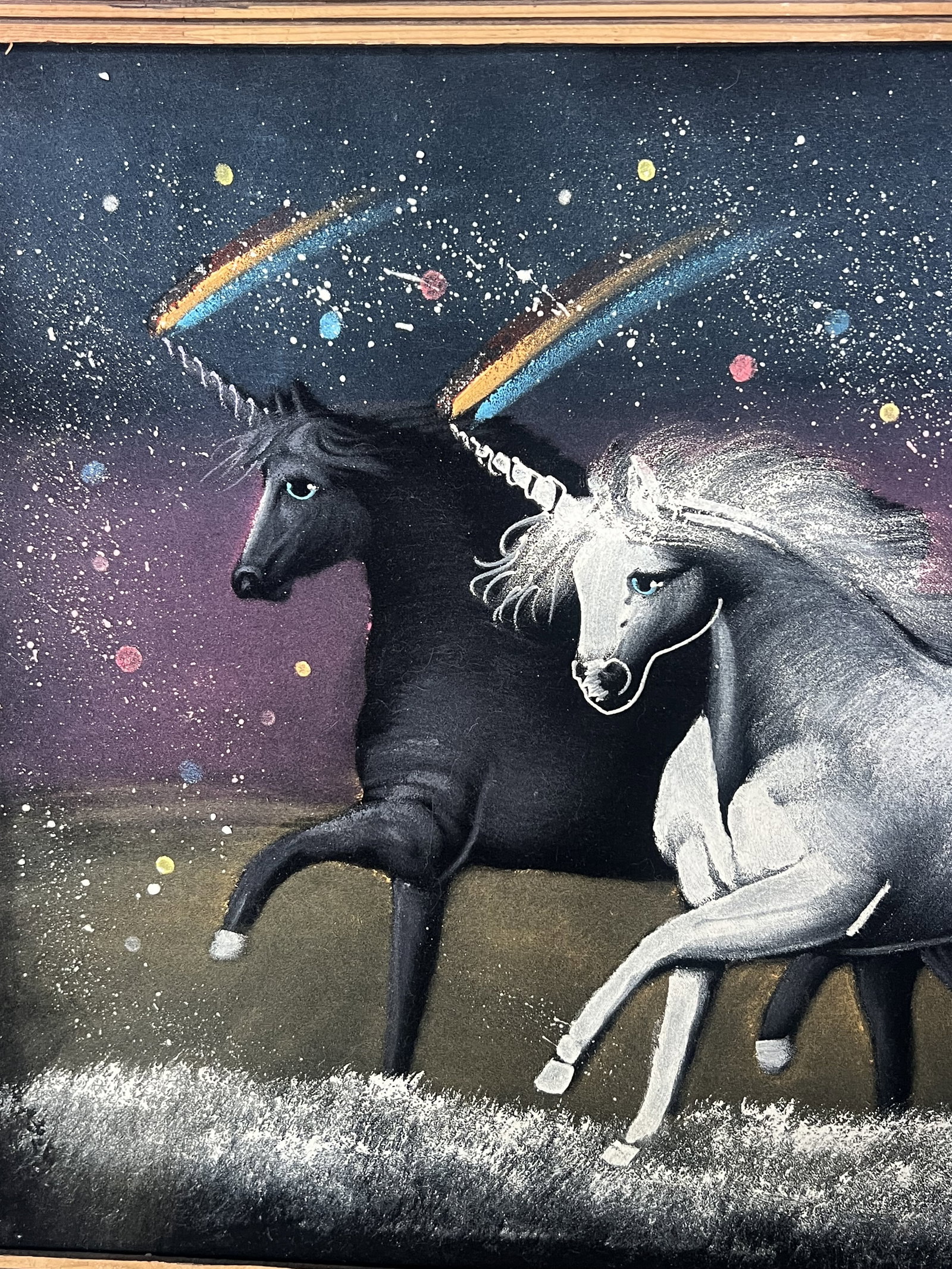 70's Velvet Painting of Unicorns - 3
