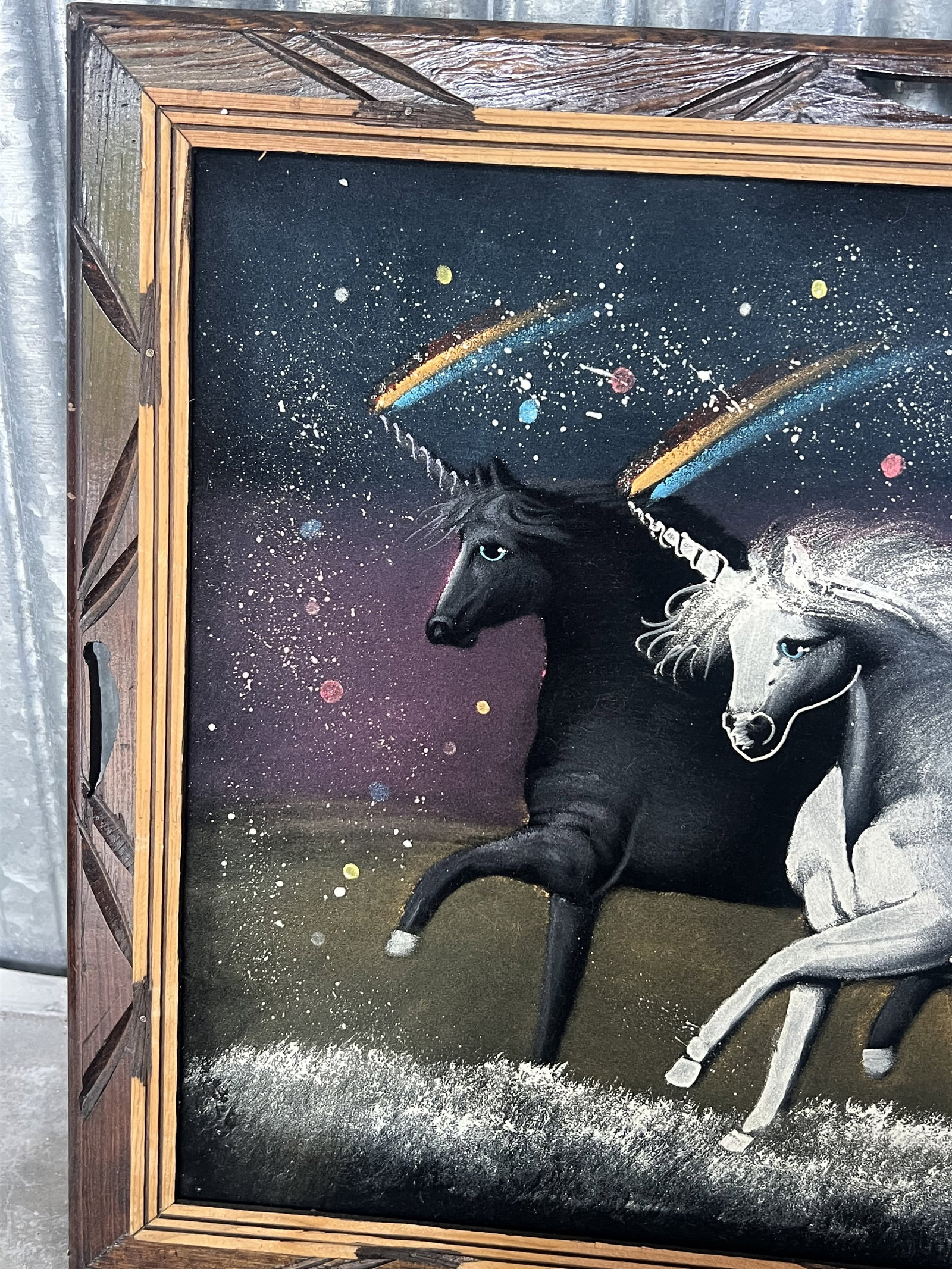 70's Velvet Painting of Unicorns - 4
