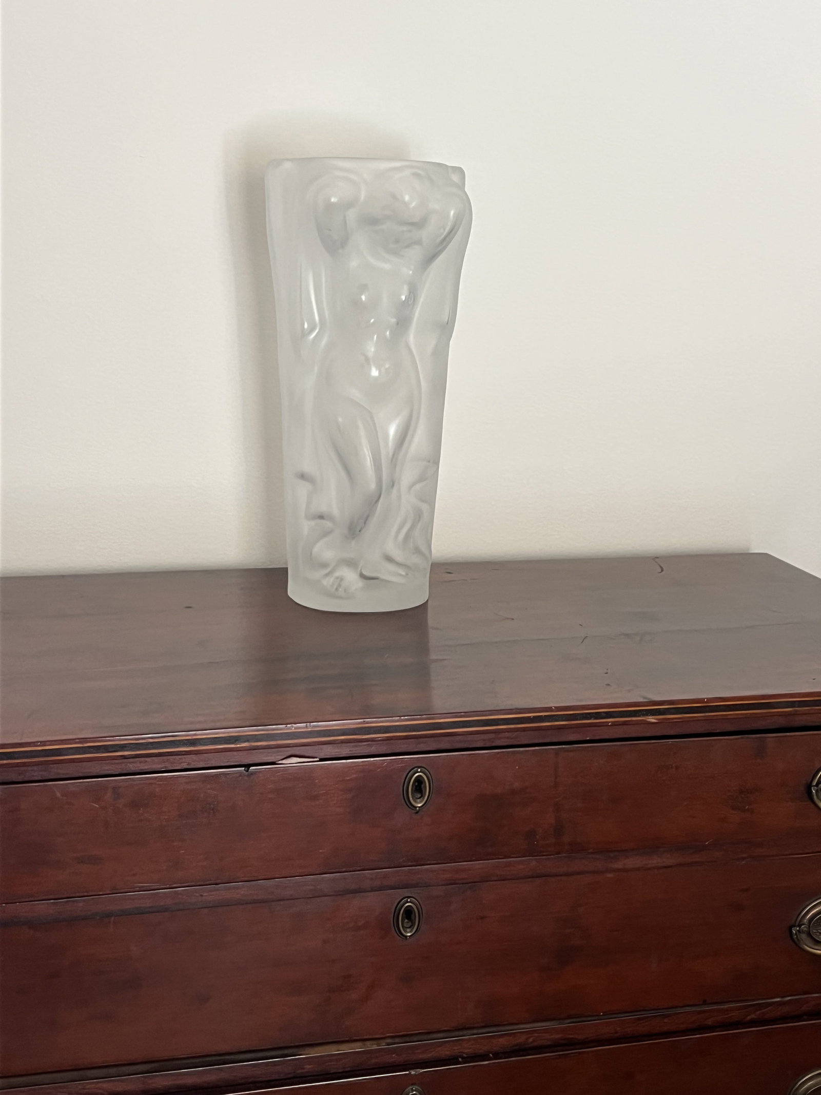 Large Art Deco Frosted Nude Vase - 10