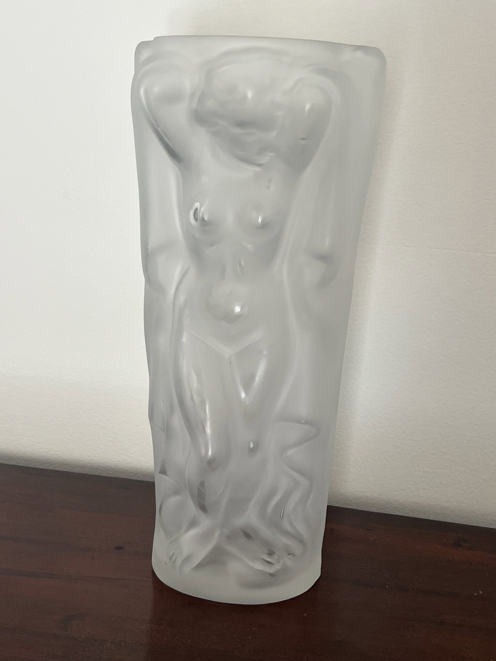 Large Art Deco Frosted Nude Vase - 2