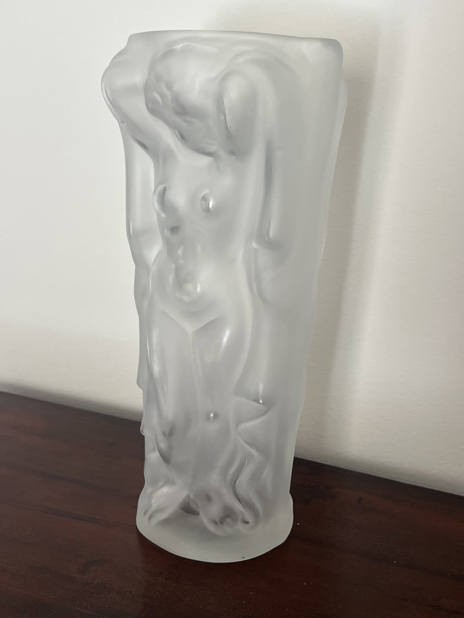Large Art Deco Frosted Nude Vase - 5