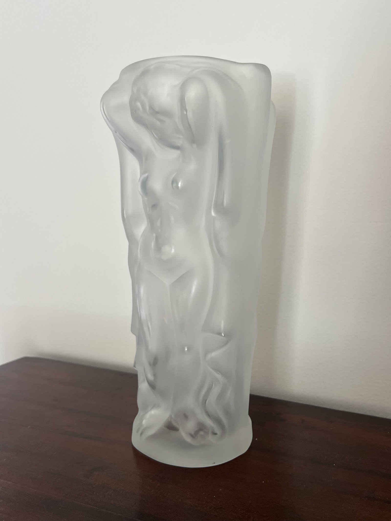 Large Art Deco Frosted Nude Vase - 7