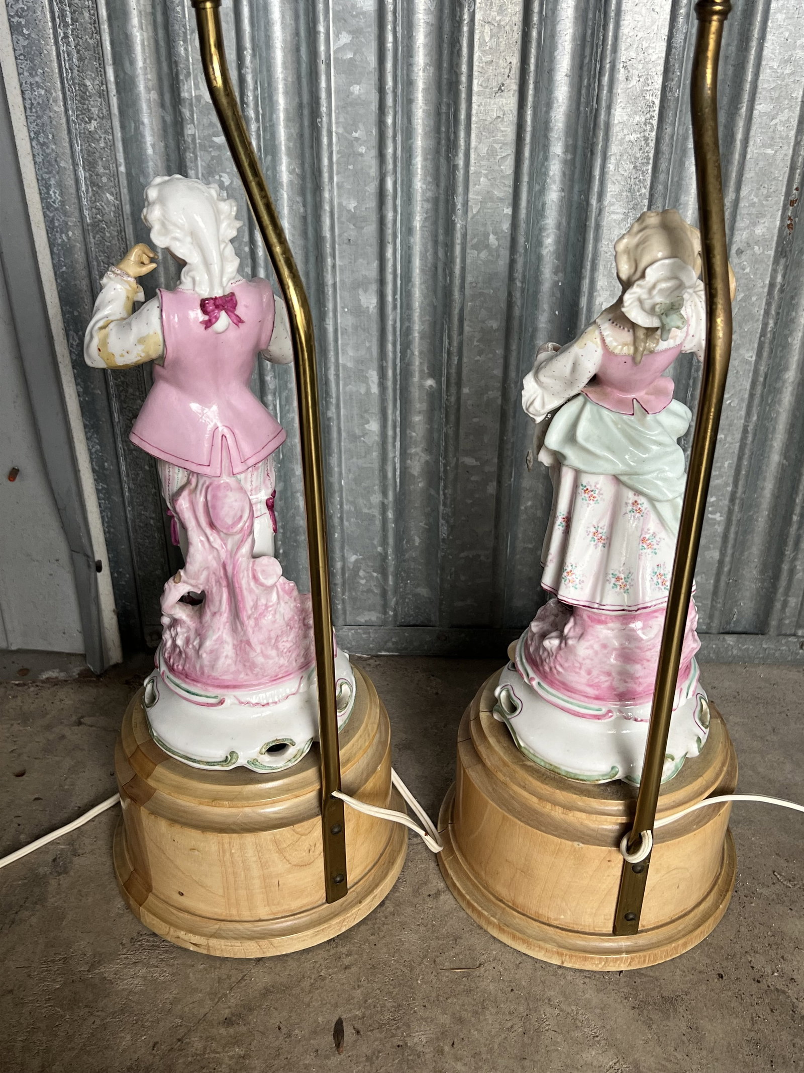 Pair of Meissen Style Figures Mounted as Lamps - 10