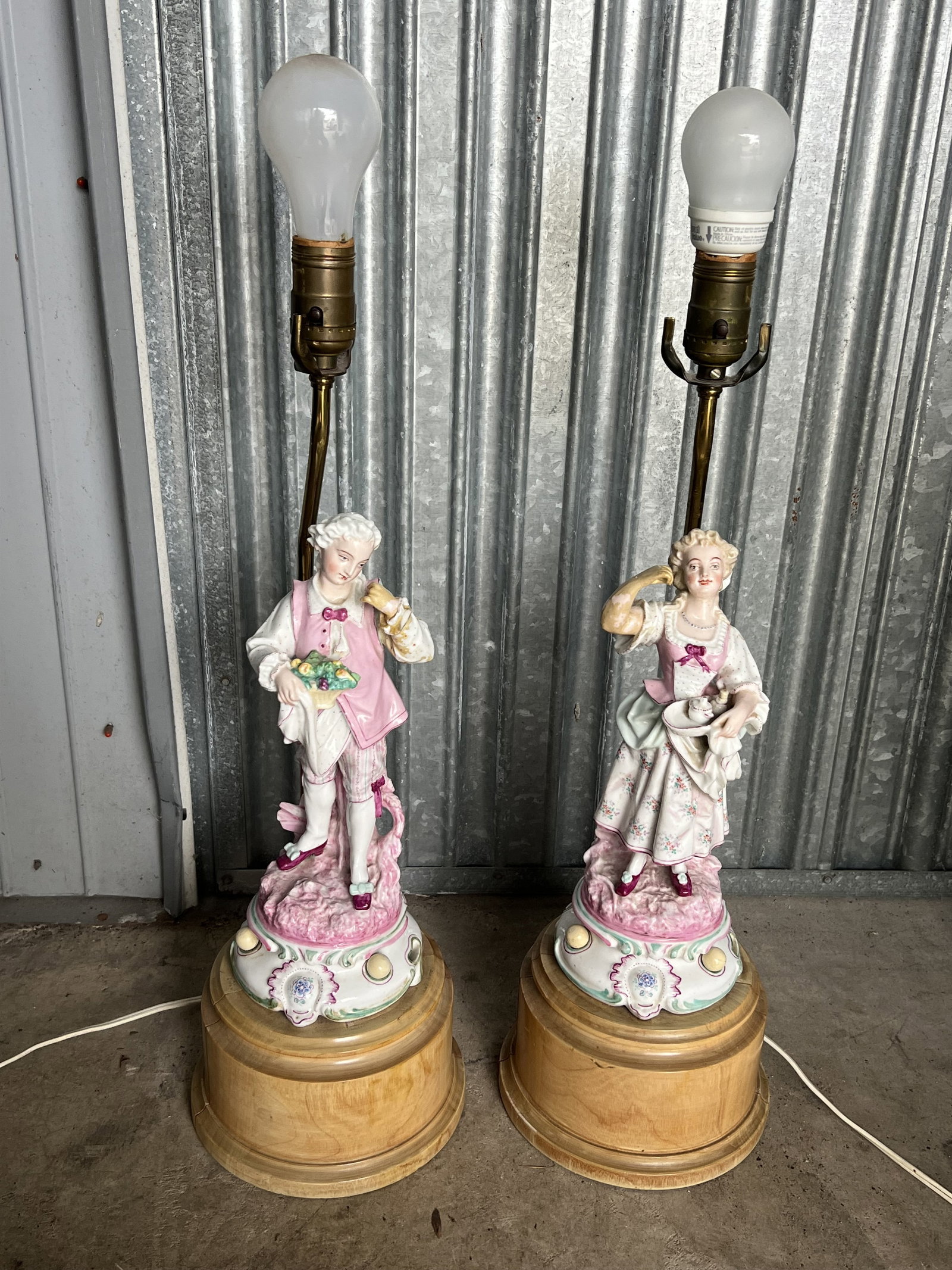 Pair of Meissen Style Figures Mounted as Lamps - 2