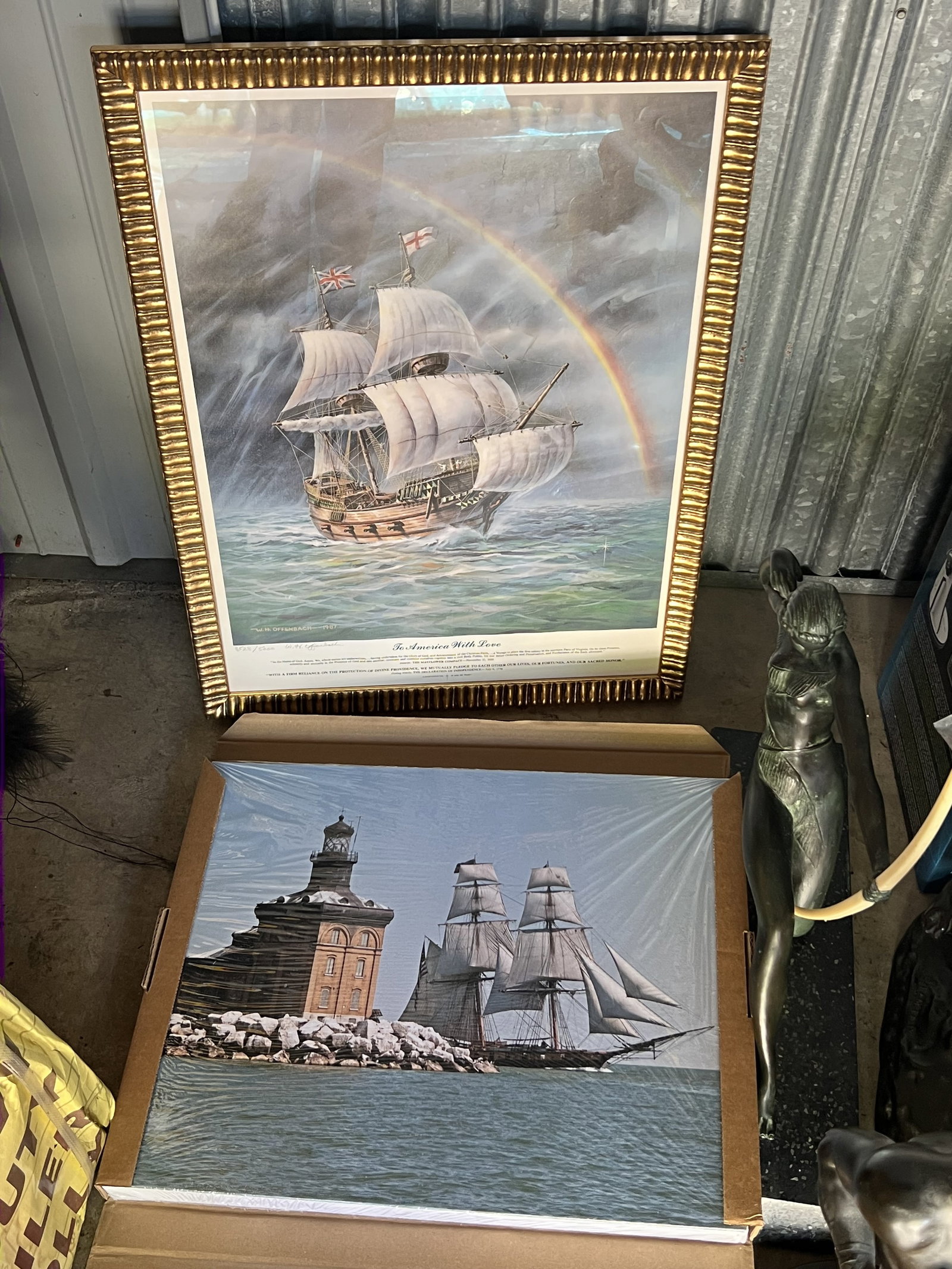 (2) Decorative Sailboat Art: Print and contemporary print on canvas. Americana Low Estimate: 10.00 High Estimate: 10000.00