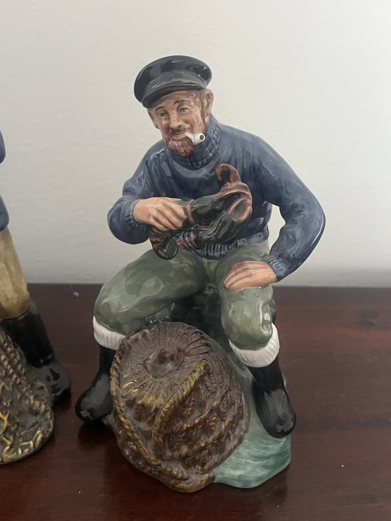 (3) Royal Doulton Fisherman Blue and White Figurines - 2