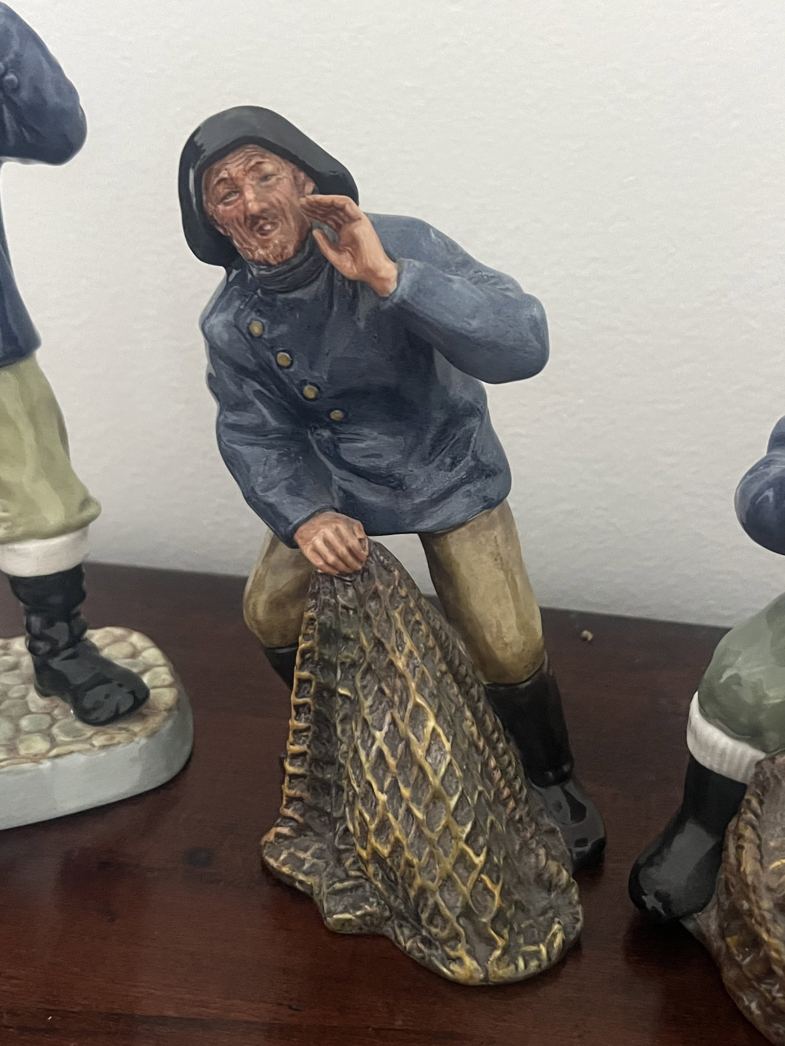 (3) Royal Doulton Fisherman Blue and White Figurines - 3