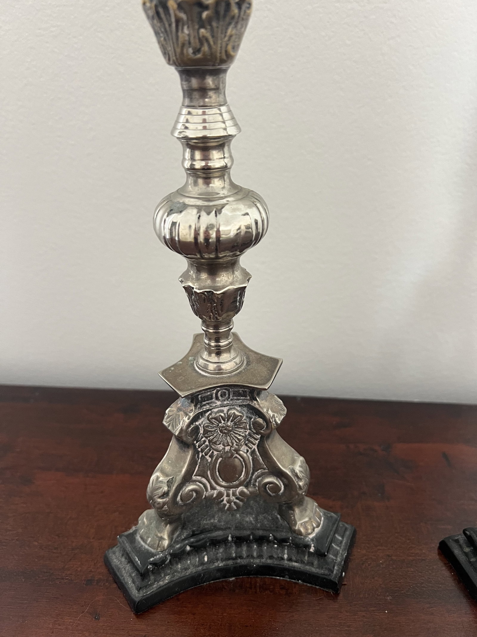 Pair of Vintage Castilian Imports Crystal & Silverplate Candlesticks - 6