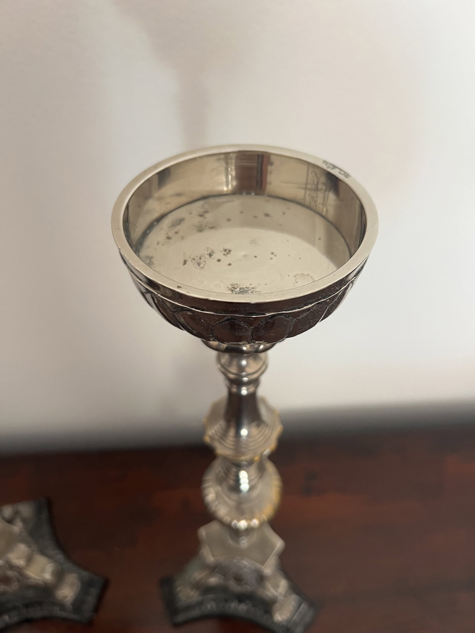 Pair of Vintage Castilian Imports Crystal & Silverplate Candlesticks - 9