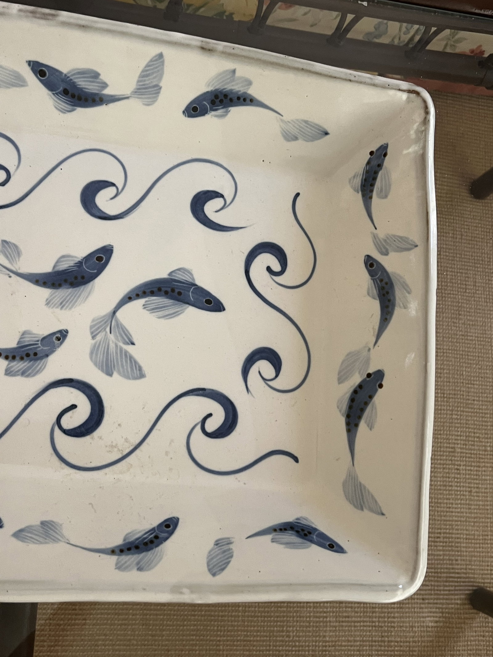 Large Painted Fish Stoneware Serving Platter - 3
