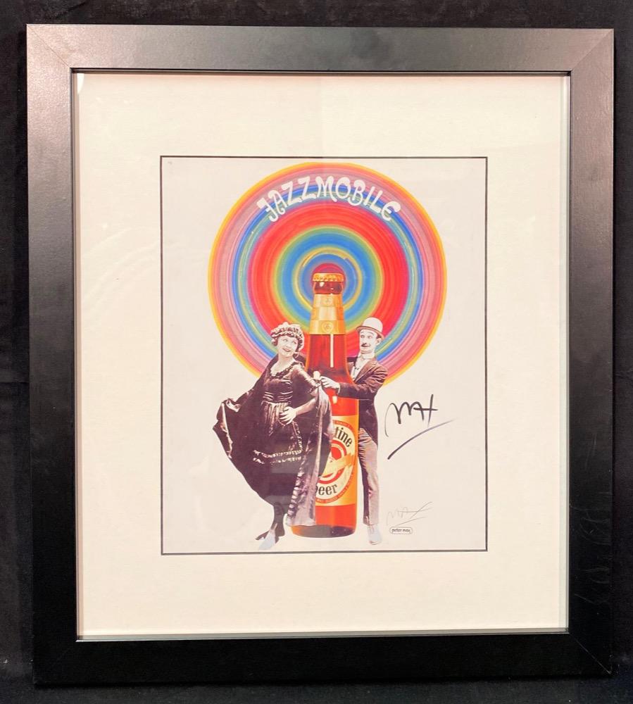 PETER MAX (BORN 1937) HAND SIGNED JAZZMOBILE HIGH QUALITY PRINT, 16IN x 18IN: Hand signed high quality print by celebrated German/American artist Peter Max (Born 1937). It is hand signed by the artist and it is titled Jazzmobile. It came from an art gallery auction. It measures