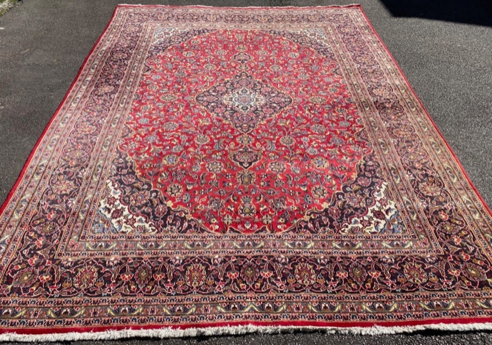 ANTIQUE PERSIAN CLASSIC KASHAN HAND KNOTTED RUG, 9.9 x 13.0 (1 of 7)