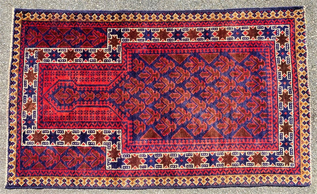 TRIBAL BALOUCH PRAYER HAND KNOTTED RUG, 2.8 x 4.6 (1 of 7)
