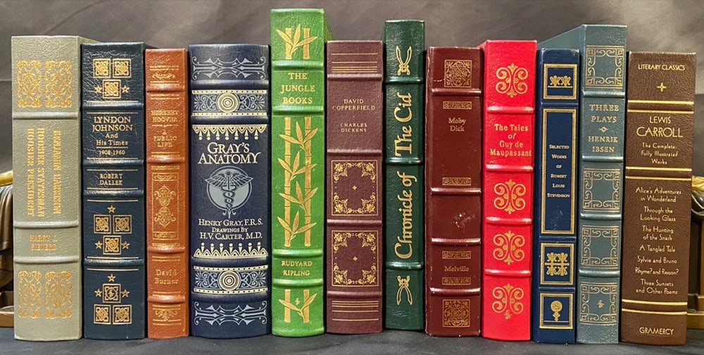 LEATHERBOUND BOOK SET, 12 VOLUMES: 1980s. 12 volumes. 11 volumes are in Fine to Near Fine, unread condition. Moby Dick is in Very Good condition. , LOT REF #23-646