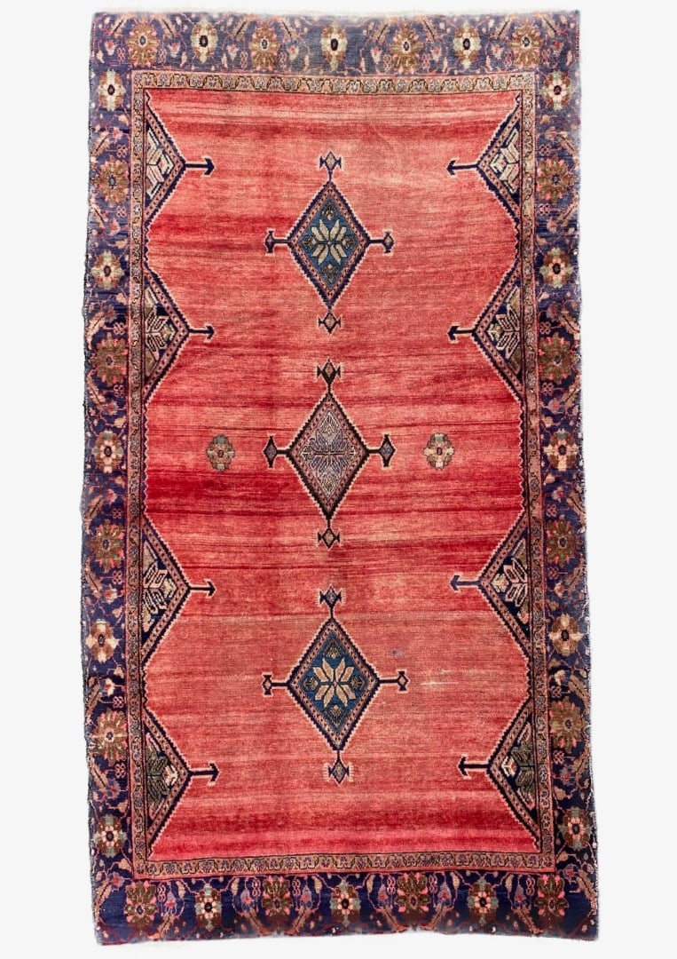 ANTIQUE PERSIAN BIDJAR HAND KNOTTED RUG – 4.8 x 8.9, 142cm x 267cm: Antique Persian Bidjar rug was hand knotted in Iran of 100% natural wool with a cotton foundation. This rug is 100+ years old and has medium, even, wool piles and is in excellent condition for its age