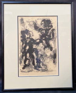 CHAIM GROSS (1904-1991) LIMITED EDITION, HAND SIGNED LITHOGRAPH WITH COA, 17IN x 21IN: Gross, Chaim (1904-1991) limited edition, hand signed lithograph titled Tumblers. 1963. This original lithograph is hand signed, titled, and dated in pencil at lower edge. It is a limited edition of