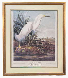 ORIGINAL JOHN J. AUDUBON (1785-1851) NATIONAL GALLERY OF ART EXHIBITION POSTER, 33IN x 39IN (84cm x: John J. Audubon (1785-1851) color lithograph for an exhibition at the National Gallery of Art in Washington, DC in 1993. The underlying piece used for the poster is titled Snowy Heron or White Egret,