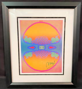 PETER MAX (BORN 1937) SIGNED GICLEE TITLED 1,2,3 INFINITY – 15IN x 17IN: Signed Giclee by celebrated German/American artist Peter Max (Born 1937). It is hand signed by the artist and it is titled 1, 2, 3 Infinity. It came from an art gallery auction. It measures 15 inches