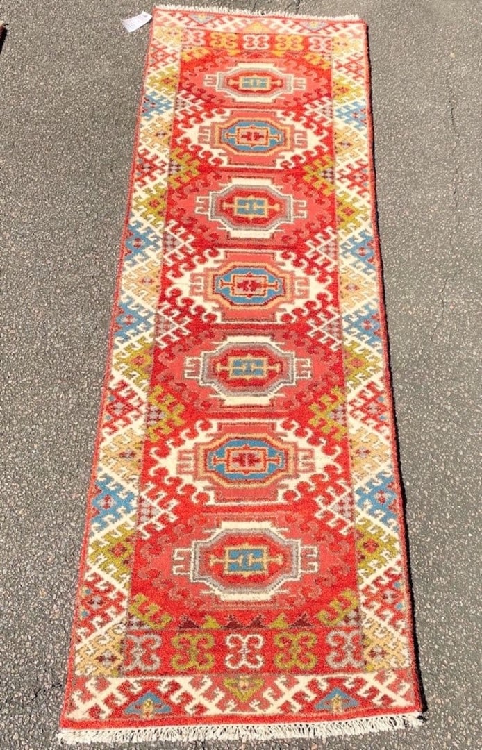 KAZAK HAND KNOTTED RUNNER – 2.4 x 7.5 (1 of 7)