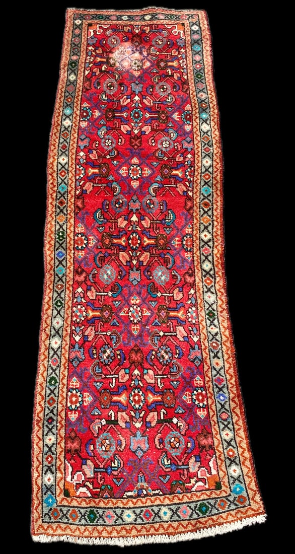 ANTIQUE PERSIAN HAMADAN HAND KNOTTED RUG, 1.10 x 6.1 (56cm x 185cm) (1 of 4)