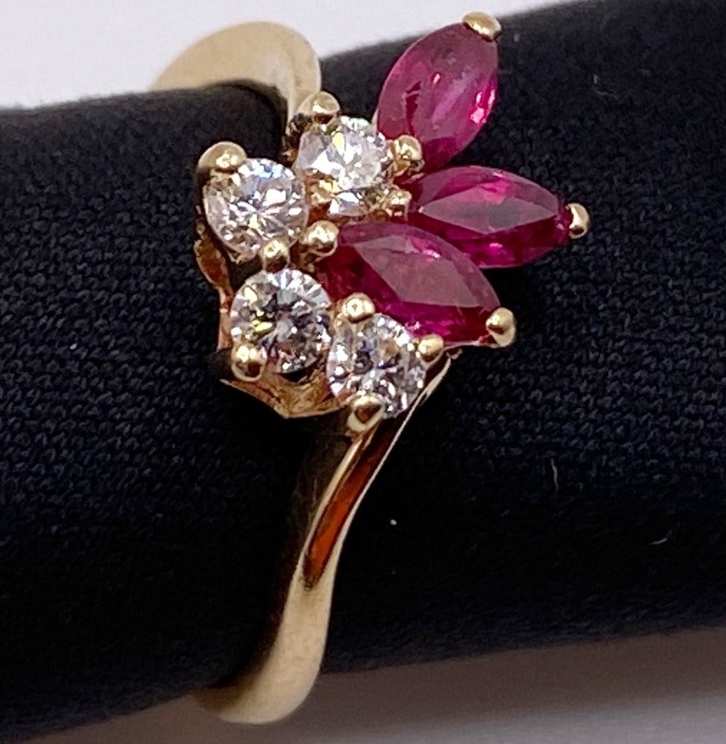 14K YELLOW GOLD RUBY AND DIAMOND FASHION RING, WITH RECENT APPRAISAL (1 of 8)