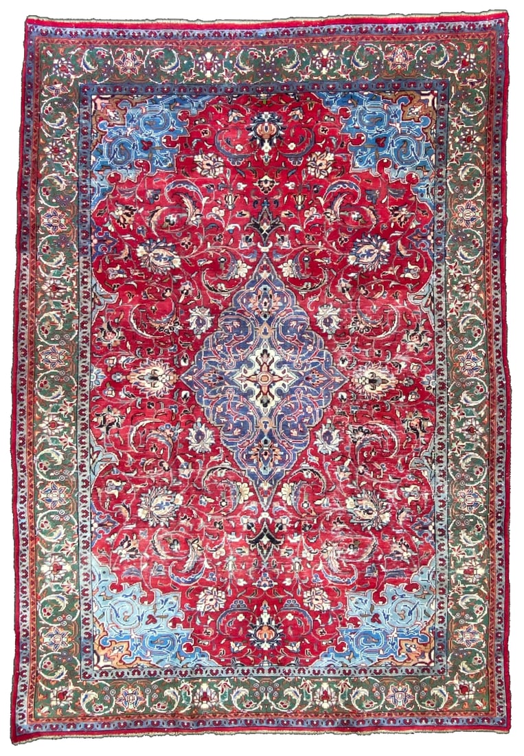 ANTIQUE PERSIAN TABRIZ  HAND KNOTTED  RUG, 6.5 x 9.5 (196cm x 287cm) (1 of 5)