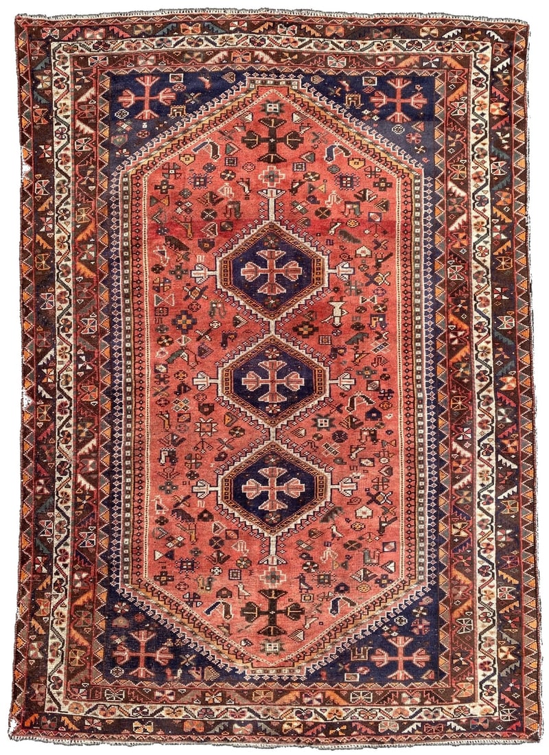 ANTIQUE PERSIAN KAZAK PICTORIAL HAND KNOTTED RUG, 6.8 x 9.6 (203cm x 290cm) (1 of 8)