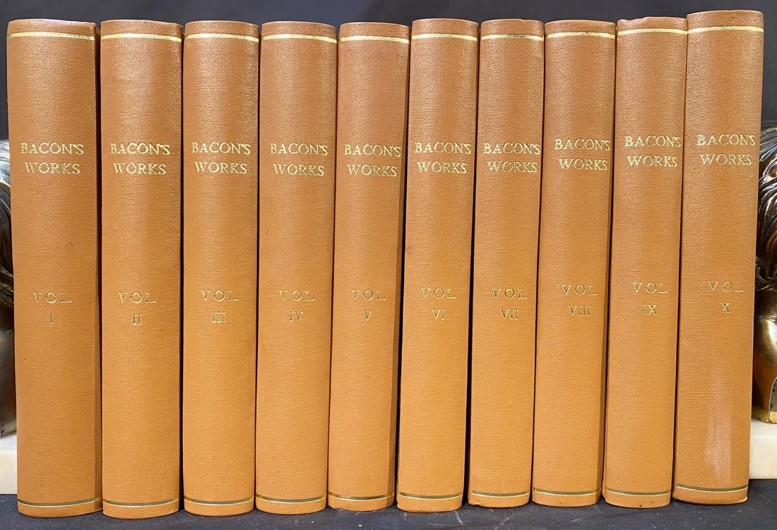 THE WORKS OF FRANCIS BACON - 10 VOLUMES, REBOUND - 1826 (1 of 6)