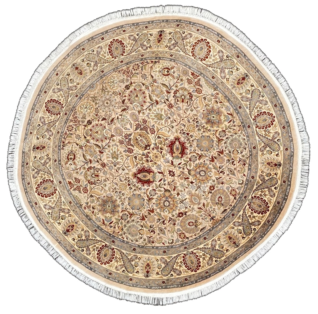 ROUND MAHAL HAND KNOTTED RUG WITH 200+ KPSI, 8.0 DIAMETER (244cm) (1 of 7)