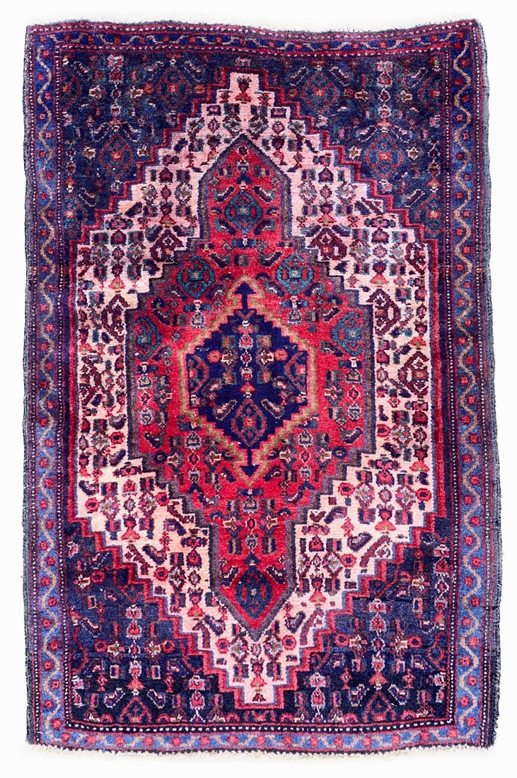 VINTAGE PERSIAN SENEH HAND KNOTTED RUG – 2.6 x 3.10 (76cm x 117cm) (1 of 4)