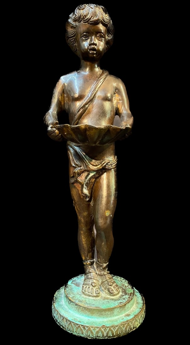 BRONZE STATUE OF BOY SEA SHELL, 17IN (43cm) (1 of 8)