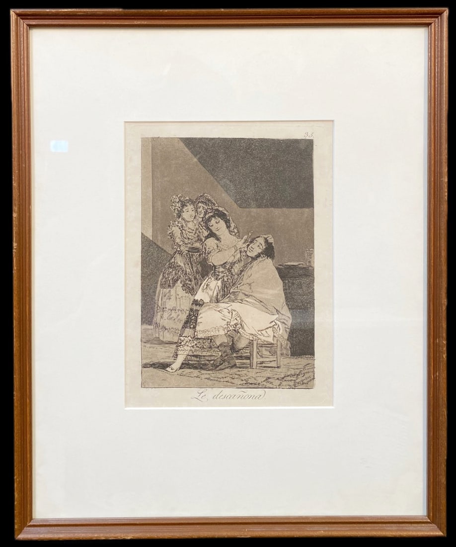 FRANCISCO DE GOYA (1746-1828) ETCHING AND AQUATINT TITLED LA DESCANONA, 1799, 13.25IN x 16.25IN (1 of 10)