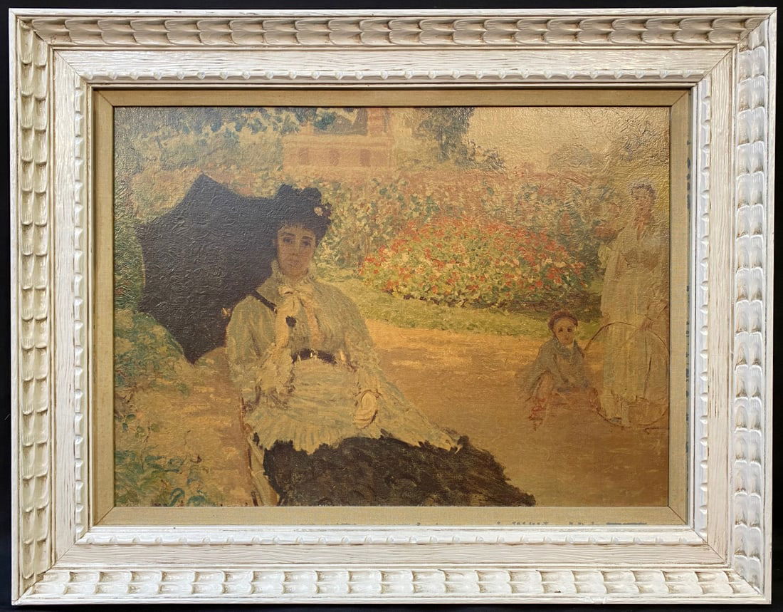 CLAUDE MONET (1840-1926) PRINT ON CANVAS TITLED CAMILLE MONET IN THE GARDEN, 21.5IN x 28IN (55cm x (1 of 4)