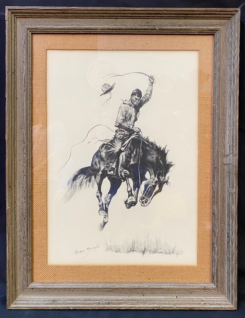 FREDERIC REMINGTON (1861-1909) LITHOGRAPH TITLED A RUNNING BUCKER, 17.5IN x 23IN (45cm x 58cm) (1 of 5)
