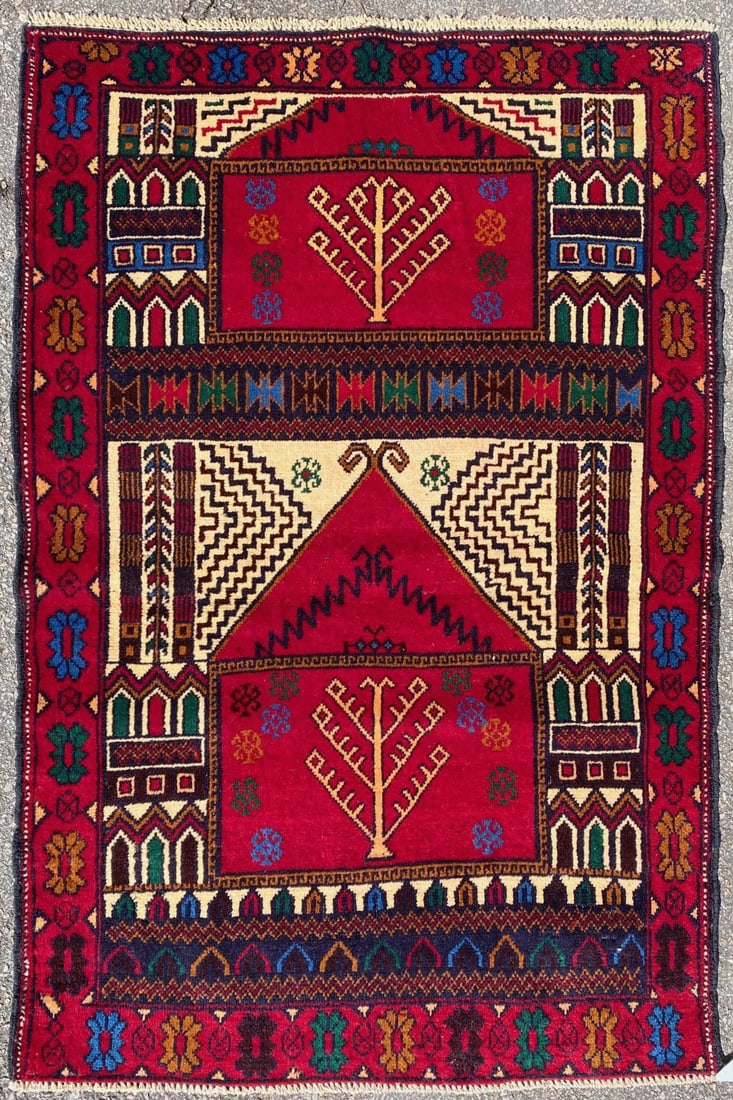 AFGHANI BALOUCH HAND KNOTTED RUG, NEW, 3.1.x 4.8 (94cm x 142cm) (1 of 4)