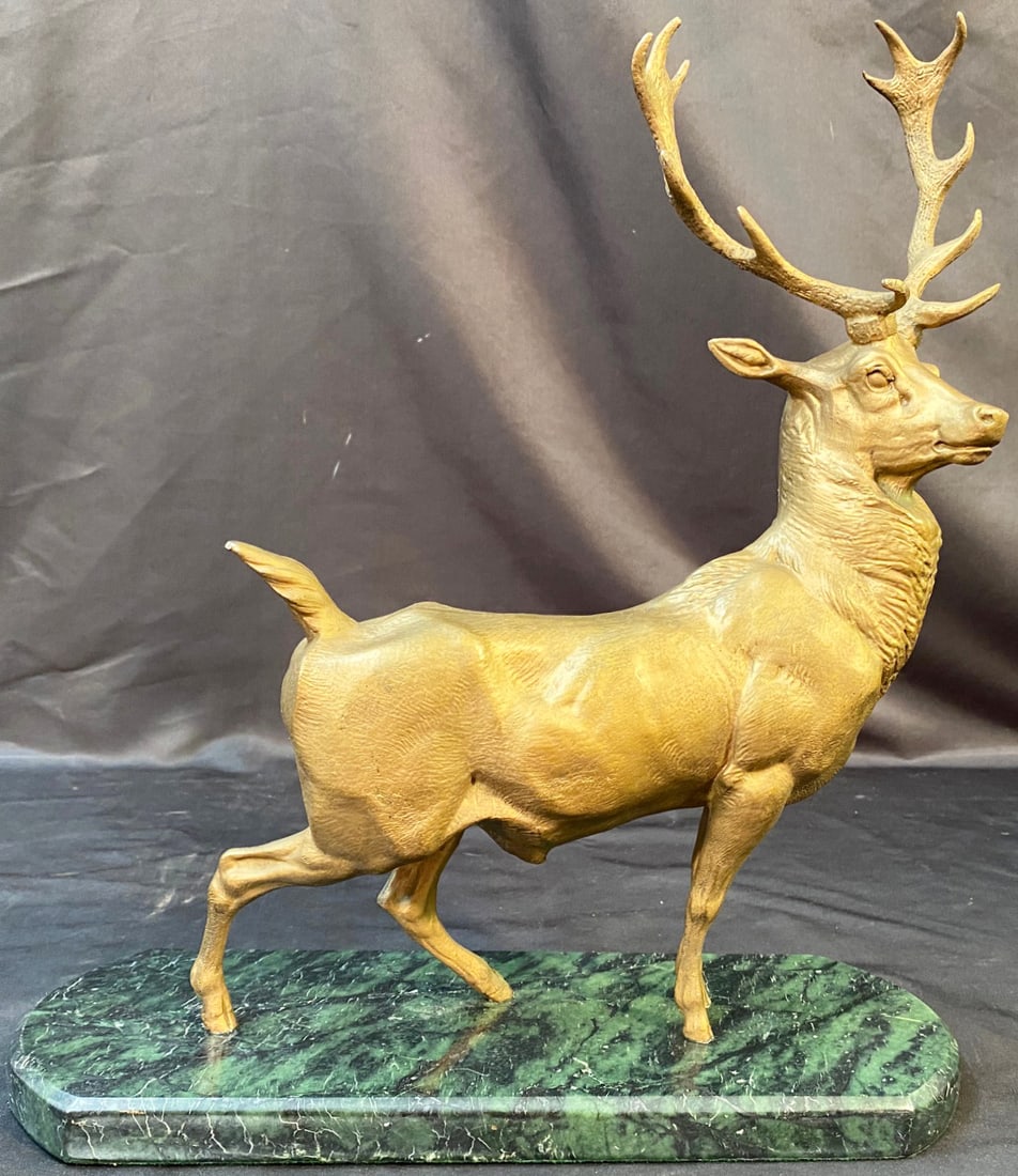 BRONZE STATUE OF A STAG MULE DEER, 14IN x 16IN x 6IN (35cm x 41cm x 15cm) (1 of 7)