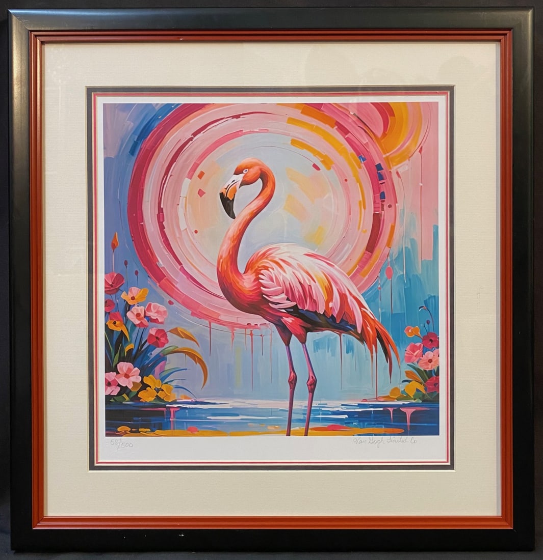 VAN GOGH LIMITED COMPANY LIMITED EDITION, HAND SIGNED LITHOGRAPH TITLED PINK FLAMINGO II WITH COA, (1 of 6)