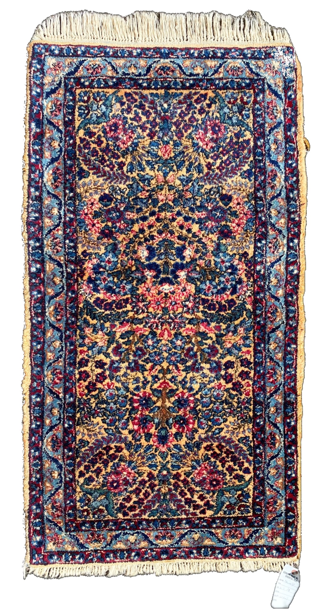ANTIQUE PERSIAN KERMAN HAND KNOTTED RUG WITH 300+ KPSI, 2.2 x 4.0 (66cm x 122cm) (1 of 4)