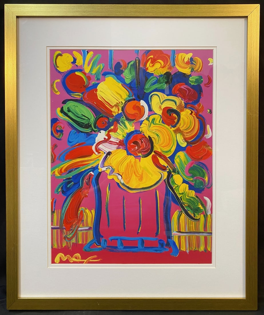 PETER MAX (BORN 1937) ORIGINAL LITHOGRAPH TITLED ABSTRACT FLOWERS III, 21.5IN x 26.0IN (55cm x 66cm) (1 of 3)
