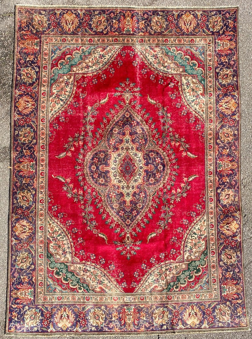 ANTIQUE PERSIAN TABATABAI TABRIZ HAND KNOTTED RUG, 7.8 x 10.10 (208cm x 330cm) (1 of 5)