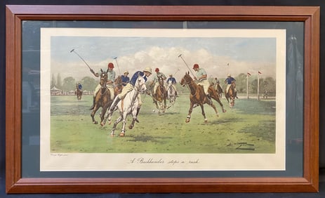 GEORGE WRIGHT (1860-1942) ORIGINAL ETCHING AND AQUATINT TITLED A BACKHANDER STOPS A RUSH, 18IN x