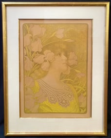 PAUL BERTHON (1875-1910) ORIGINAL LITHOGRAPH TITLED SARAH BERNHARDT, 23IN x 29IN (58cm x 74cm)