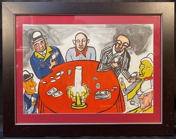 ALEXANDER CALDER (1898-1976) LITHOGRAPH TITLED POKER NIGHT, 22IN x 27IN (56cm x 69cm)
