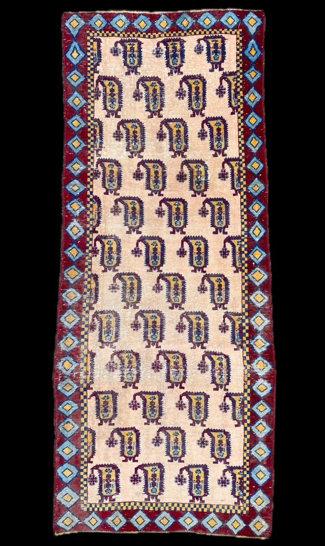 ANTIQUE PERSIAN BOTEH HAND KNOTTED RUNNER, 3.5 x 9.3 (104cm x 282cm) (1 of 5)