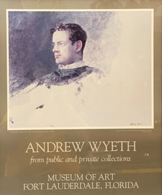 ANDREW WYETH (1948) ORIGINAL EXHIBITION POSTER FOR THE MUSEUM OF FINE ART IN FORT LAUDERDALE, 24IN x