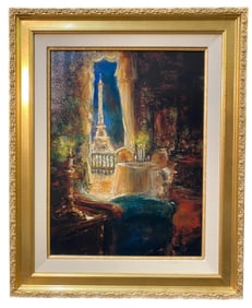 STEPHEN CHARLES SHORTRIDGE (1951) LIMITED EDITION GICLEE ON CANVAS TITLED PARIS RENDEZVOUS WITH COA,